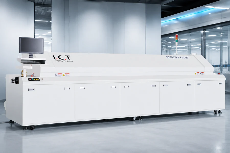 Real L-series reflow oven image used to support higher-control oven selection for lead-free and leaded process comparison