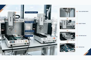 Repeatable robotic soldering datum chain from PCB drawing and fixture to robot coordinates